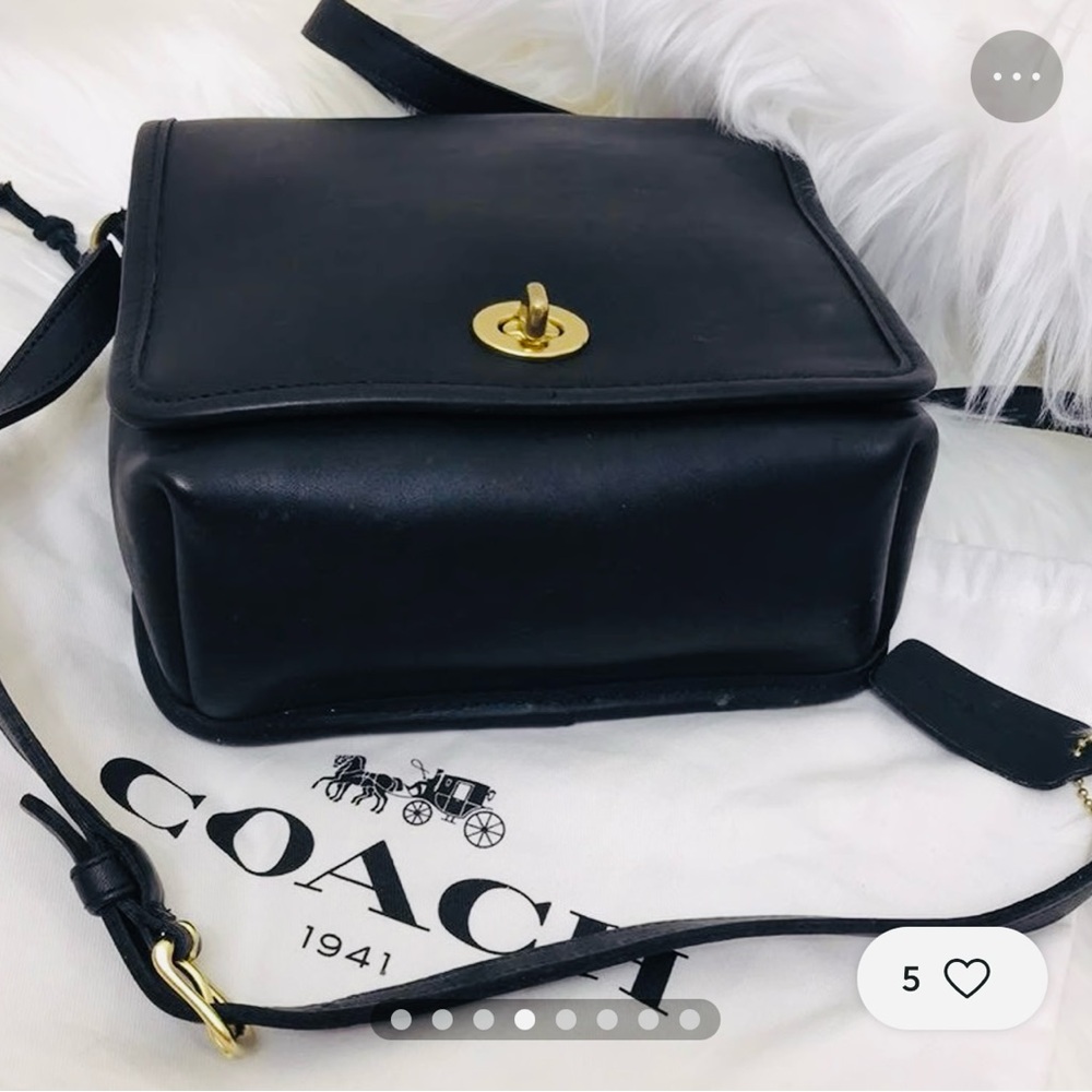 Coach Black Leather Crossbody Bag with Gold Accents - Picture 4 of 13